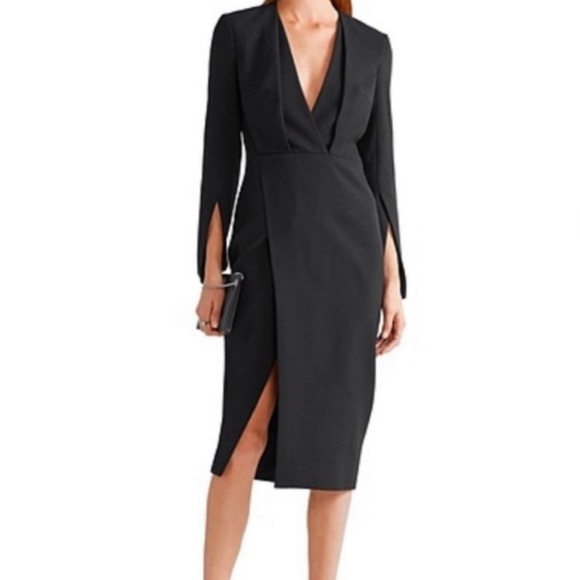 Protagonist Midi Dress V Neck Black Size 2 NWT - Picture 4 of 11